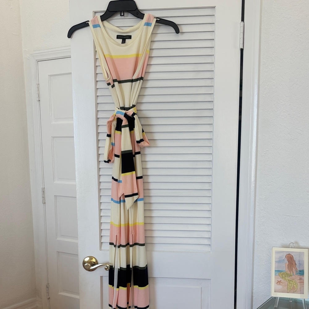 Banana Republic Pastel Striped Sleeveless Maxi Dress